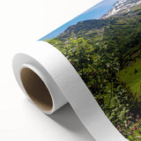 Art deco poster depicting the French Alps in soft pastel shades on rolled canvas, suitable for nursery wall art.