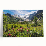 Black and white photograph of the French Alps on large stretched canvas, suitable for kitchen wall art.