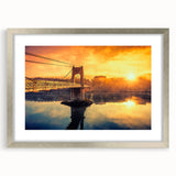 Extra large abstract art print of Lyon scenery in textured silver frame, ideal for living room decor.
