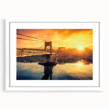 Textured abstract art print of Lyon with soft gray and blue tones on a framed white mat, ideal for bedroom art.