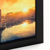 Extra large black wall art of Lyon scenery on a framed canvas, featuring textured, colorful art ideal for living room decor.