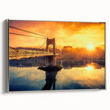 Landscape art painting of Lyon, France in vibrant colors on a framed canvas, ideal for living room decor.
