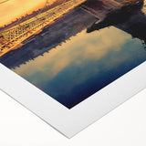 Art Deco poster of Lyon with vibrant hues on rolled canvas, suitable for dining room wall art.