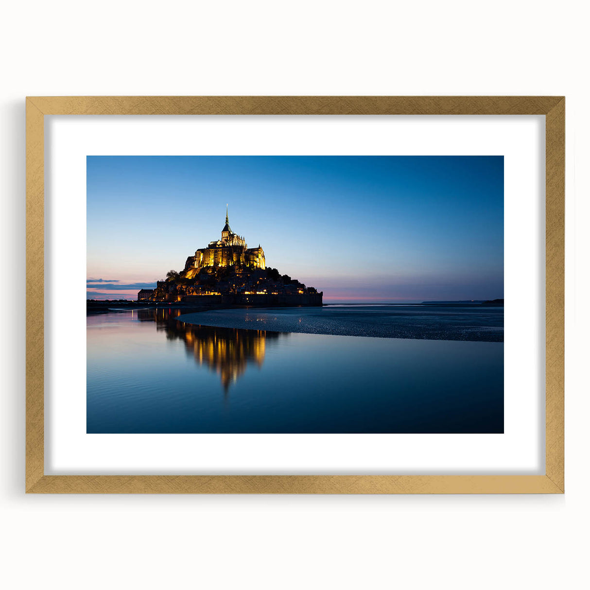 Abstract art print of a French scenery in muted earth tones on a framed canvas, suitable for dining room decor.