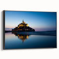 Black and white framed canvas featuring a vintage landscape of a French scenery, ideal for bedroom wall art.
