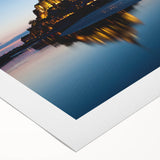 Art deco poster of a vintage French scenery in muted pastel colors, printed on rolled canvas, suitable for dining room decor.