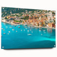 Acrylic print of a large abstract depiction of Nice, France, in muted blue and green tones.