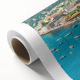 Art Deco poster of Nice, France, in muted pastel tones on rolled canvas, ideal for nursery wall art.