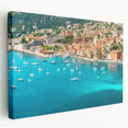Large art print of Nice, France scenery on stretched canvas, featuring muted earth tones, ideal for kitchen wall art.