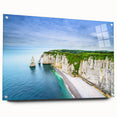 Acrylic print of Normandy, France scenery in muted earth tones, ideal for dining room decor.