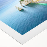 Art deco poster of Normandy scenery in muted earth tones on rolled canvas, ideal for dining room wall art.