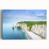 Black and white stretched canvas of Normandy landscape, ideal for kitchen wall art or bedroom ambiance.