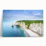 Black and white photograph of Normandy landscape on large stretched canvas, ideal for kitchen wall art.