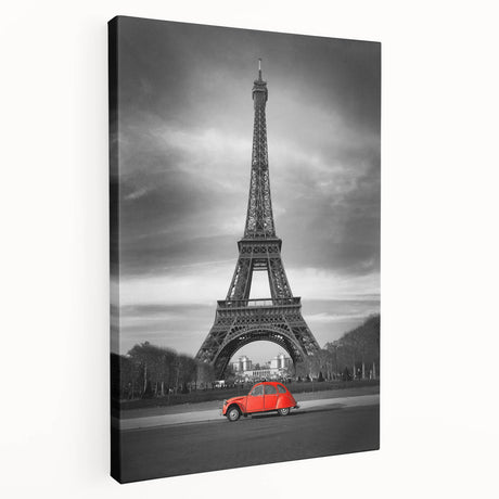 Paris street scene on large stretched canvas with muted earth tones, ideal for kitchen wall art.