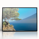 Large abstract wall art depicting a Provence landscape in muted earth tones, framed in black acrylic.