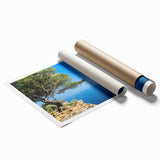 Extra large rolled print of a Provence landscape with lavender fields under a clear sky.