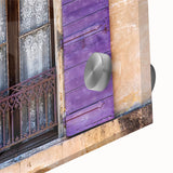 Large abstract wall art depicting a mid-century modernist scene of Southern France, in muted earth tones on acrylic glass.