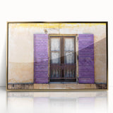 Art deco poster of a Southern France landscape in muted gold tones, framed acrylic, ideal for nursery wall art.