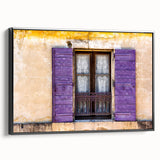 Black and white wall art featuring a vintage poster-style landscape of southern France on framed canvas.