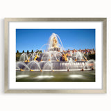 Extra large abstract art print of Versailles scenery in textured silver frame, ideal for living room decor.