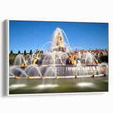 Vintage poster art of Versailles scenery on extra large framed canvas with colorful imagery, ideal for living room decor.