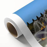 Art Deco style poster of Versailles scenery on rolled canvas, with pastel shades, ideal for nursery wall art or dining room.