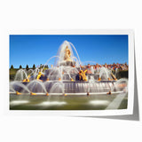 Extra large rolled print of Versailles gardens in muted green and blue tones, ideal for art wall dining room.