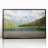 Large abstract wall art depicting a Bavarian landscape in muted earth tones on a framed acrylic panel.