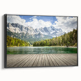 Black and white landscape art painting of Bavarian scenery on framed canvas, suitable for bedroom wall decor.