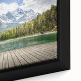 Framed canvas depicting a textured Bavarian landscape in black with colorful art accents, ideal for large living room walls.