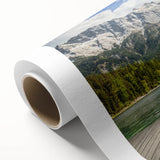 Art deco poster of Bavarian scenery in pastel shades on rolled canvas, suitable for nursery wall art or dining room decor.