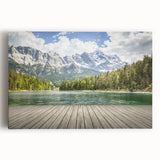Black and white photograph of Bavarian landscape on stretched canvas, ideal for kitchen wall art.