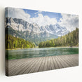 Scenic Bavarian landscape on stretched canvas, featuring lush greenery and a serene lake, ideal for kitchen wall art.