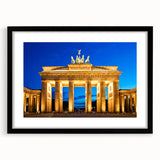 Abstract art print of Berlin cityscape in vibrant, colorful hues on a large textured canvas, ideal for living room decor.