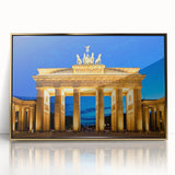 Art deco poster of Berlin skyline in gold and black tones on acrylic framed print, suitable for modern art wall decor.