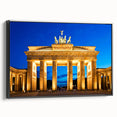 Black and white framed canvas of Berlin landscape, featuring vintage poster art style, ideal for bedroom decor.