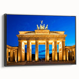Black and white framed canvas of Berlin landscape, featuring vintage poster art style, ideal for bedroom decor.