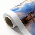 Art deco poster of Munich scenery in pastel shades on rolled canvas, ideal for nursery wall art.