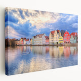 Large canvas print of Munich skyline in muted earth tones, suited for kitchen wall art.
