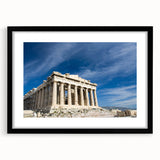 Colorful abstract art print of Athens scenery in vibrant hues on a large framed canvas, ideal for living room decor.