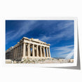 Rolled print of Athens scenery with floral elements in soft hues, ideal for art wall dining room.