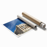 Extra large rolled canvas print of Athens scenery with pastel shades, ideal for classy bathroom wall art.