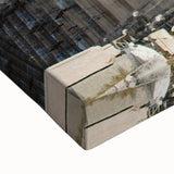 Black and white landscape art painting of Athens on a stretched canvas, ideal for bedroom wall art.