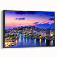Black and white framed canvas of a vintage-style Crete landscape, ideal for bedroom decor.