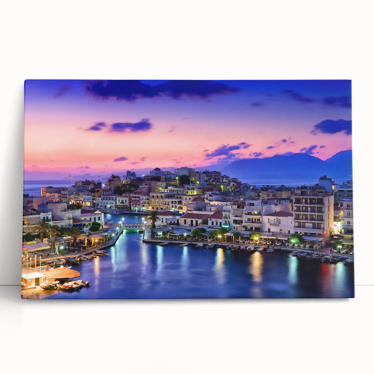 Black and white photograph of Crete scenery on large stretched canvas, suitable for kitchen wall art.