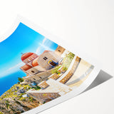 Extra large rolled print featuring line art flowers in muted earth tones, ideal for large living room wall art.