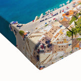 Large art of a black and white landscape painting of Rhodes, Greece on stretched canvas, ideal for bedroom wall decor.