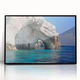 Large abstract wall art depicting a European Greek landscape in muted earth tones on a framed acrylic.