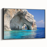 Black and white framed canvas depicting a vintage landscape of Greece, ideal for bedroom wall art.