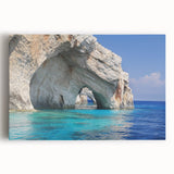 Black and white stretched canvas of a Greek coastal scene, ideal for kitchen wall art or bedroom ambiance.